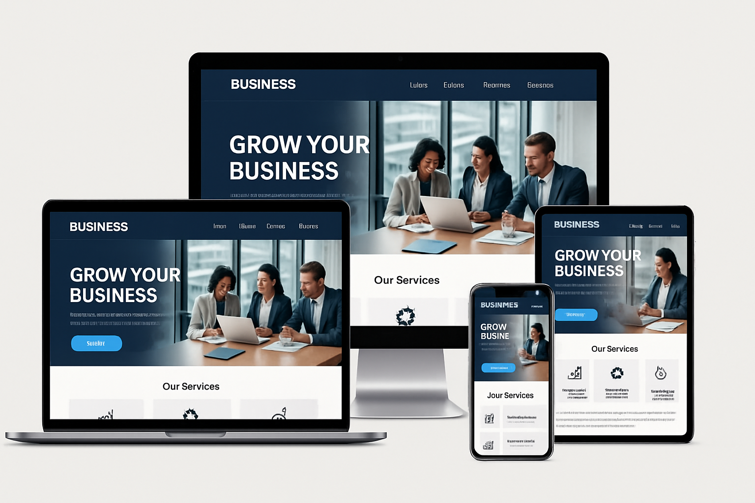 Custom business website design on multiple devices