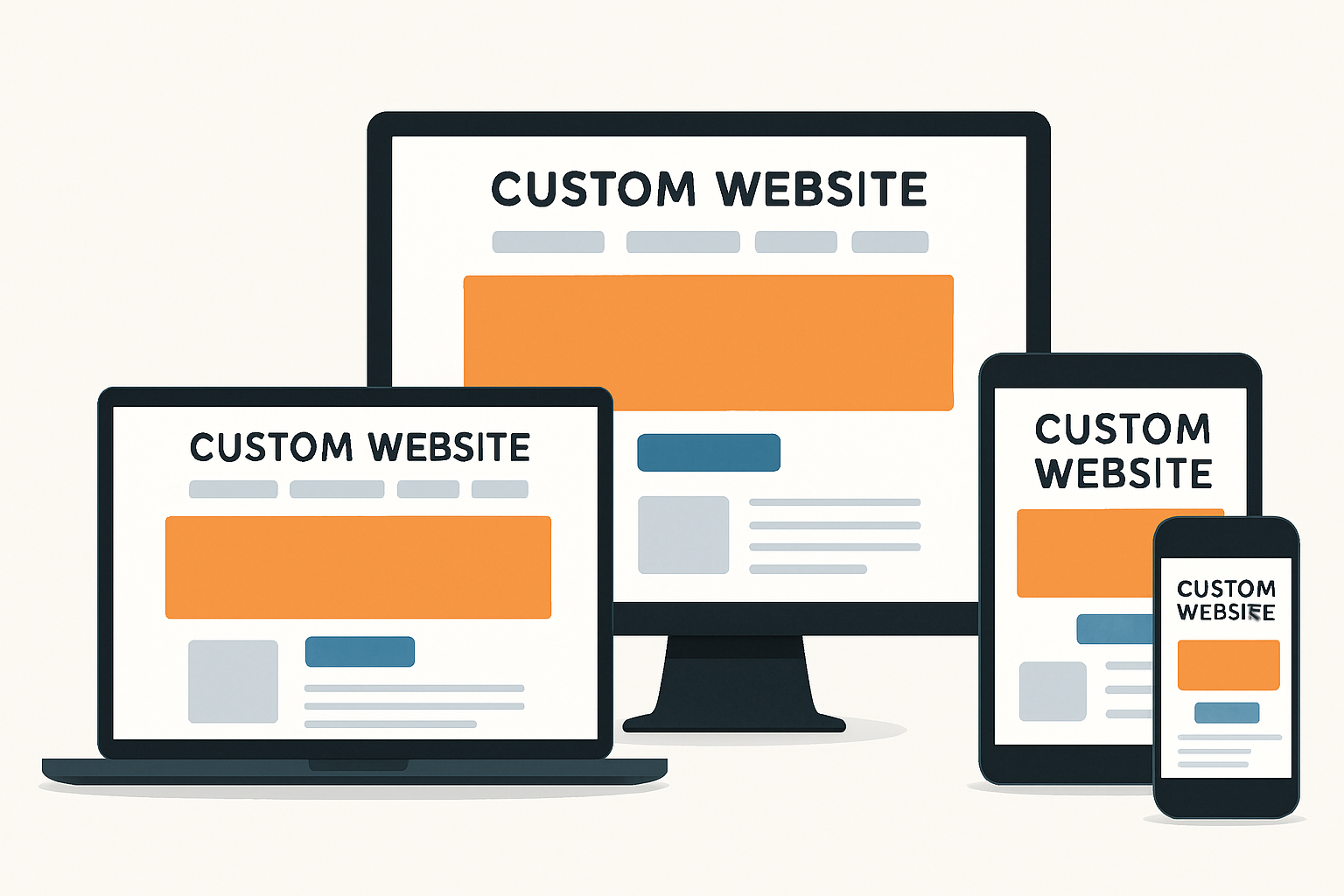 Custom website design on multiple devices