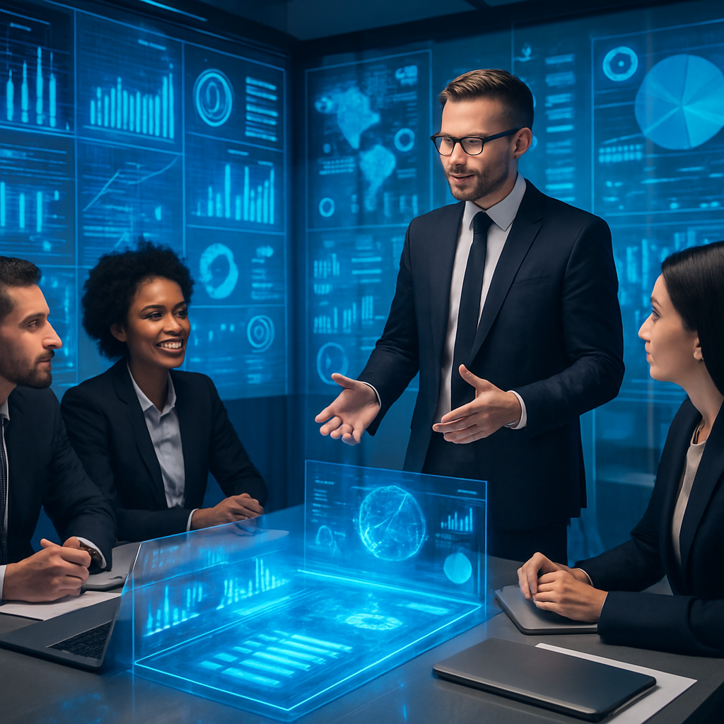 business meeting with high technology